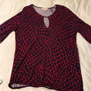 Michael Kors Red and Black Patterned Blouse